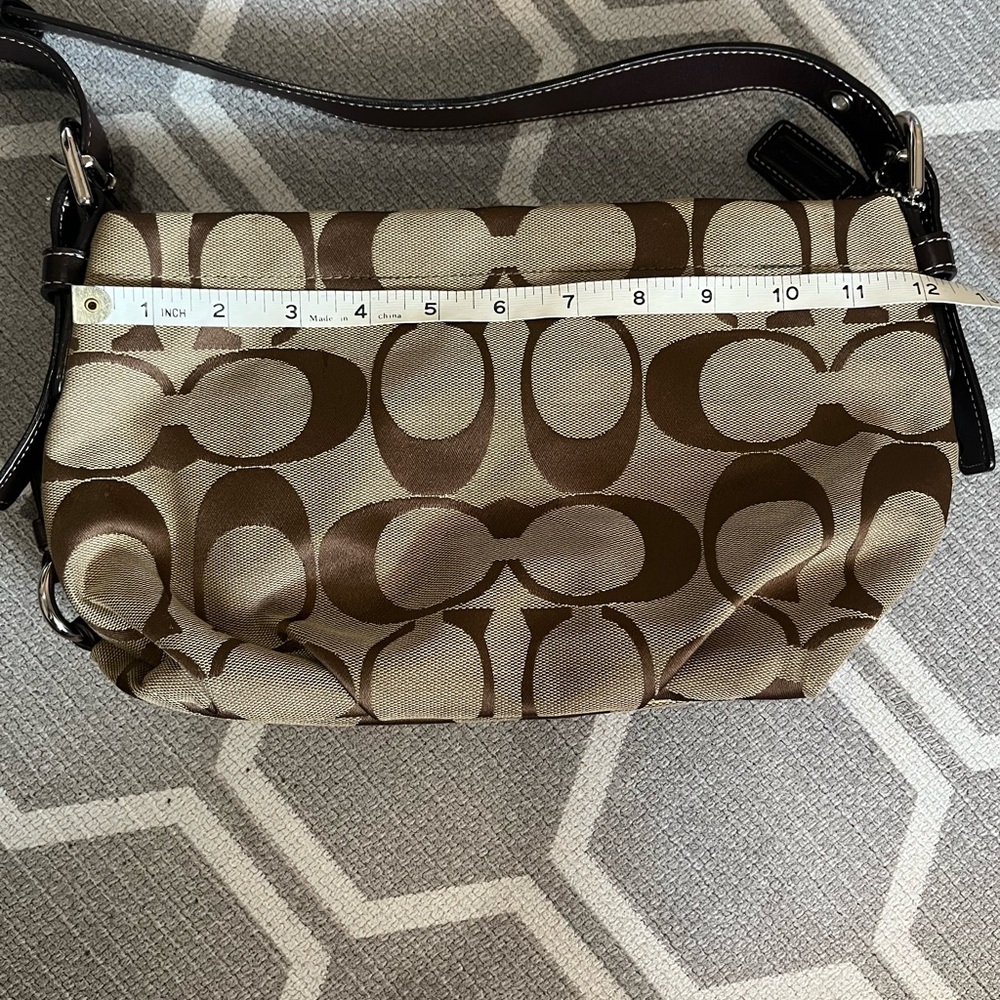 Coach Signature Brown and Cream Shoulder Bag